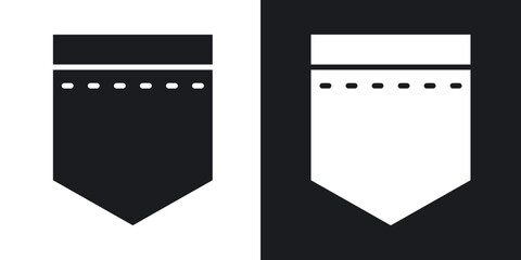 Pocket icons in solid black and white collection