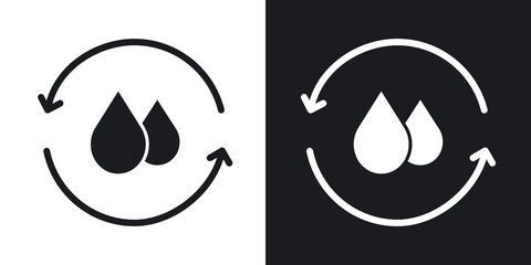 Recycle water icons in solid black and white collection