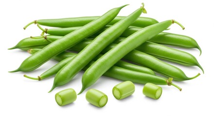 Fototapeta premium Fresh Green Beans Isolated on White Background
