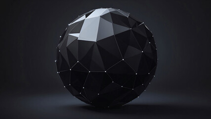 ポリゴンで出来た球体、黒い背景