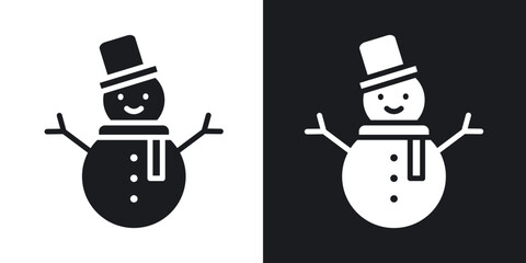 Snowman icons in solid black and white collection