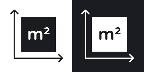 Square Meter icons in solid black and white collection