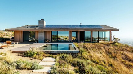 Obraz premium Solar Panels on a Modern Roof