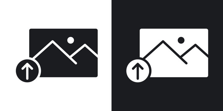 Upload photo icons in solid black and white collection