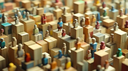 Obraz premium Digital Tapestry of Human Connection in a Vibrant Community Landscape