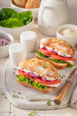 Wholesome and nutritious sandwich is a great choice for breakfast.