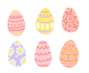 Set of Colorful Hand-Drawn Easter Egg Illustrations