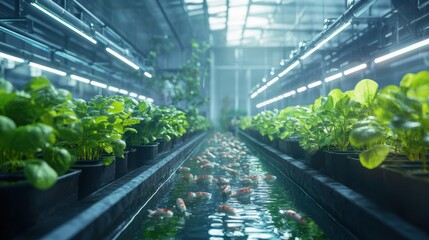 Vertical hydroponic farm with koi fish