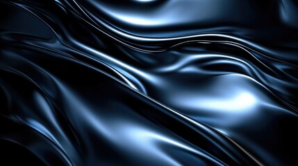 Fototapeta premium Futuristic liquid metal background with smooth 3D fluid reflections.