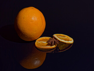 orange on black background