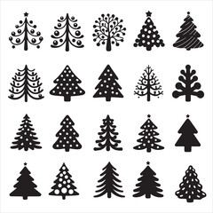 Obraz premium set of Christmas tree silhouette 