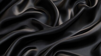 Obraz premium Luxury black silk fabric with soft highlights and smooth flowing waves, ideal for branding.