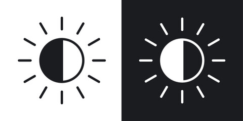 Brightness vector icon set in solid style.