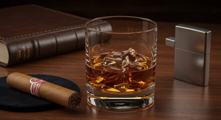 Luxurious Whiskey and Cigar Setup