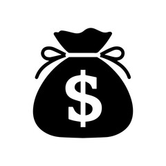Financial support icon with dollar sign and hand symbol representing money, savings, banking, and investment concept in black and white minimalistic style