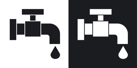 Faucet drip vector icon set in solid style.
