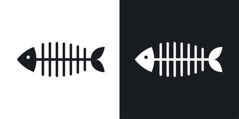 Fish bones vector icon set in solid style.