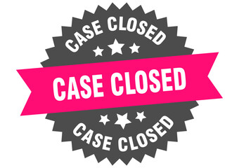 case closed. case closed round pink label isolated on transparent background