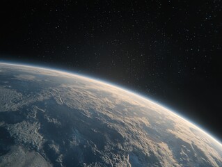 Obraz premium A breathtaking planet surrounded by a distant star illuminating the cosmic background