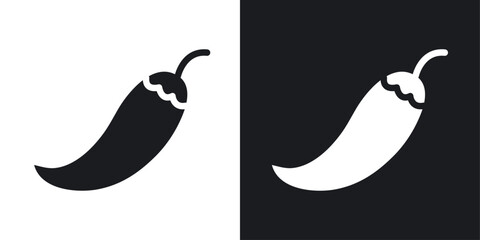 Pepper vector icon set in solid style.