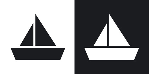 Sailboat vector icon set in solid style.