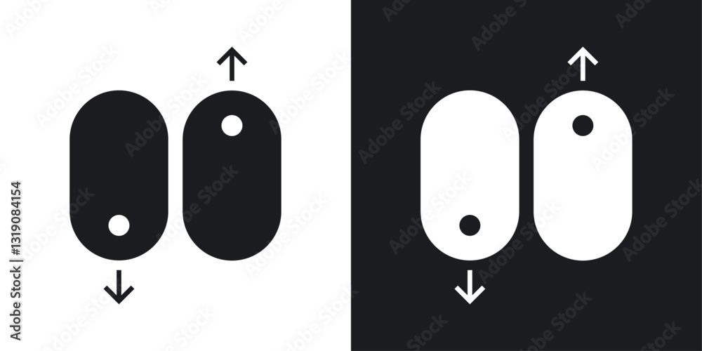 Wall mural scroll down up vector icon set in solid style.