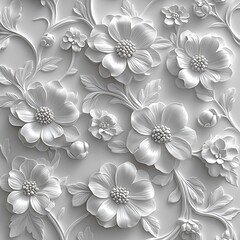 Modern floral white 3D art high resolution hd background