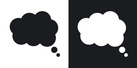 Thought bubble vector icon set in solid style.