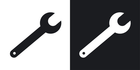 Wrench vector icon set in solid style.