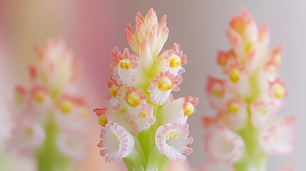 Delicate Pink and White Flowers Bloom Beautifully Against a Soft Pastel Background in a Serene Garden Setting