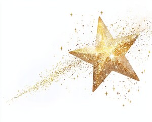 Shimmering Golden Star with Sparkles and Glitter Trails