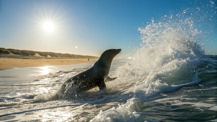 sea lion in the sea