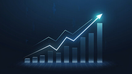 Illustration of Upward Bar Chart with Red Arrow Symbolizing Economic Growth