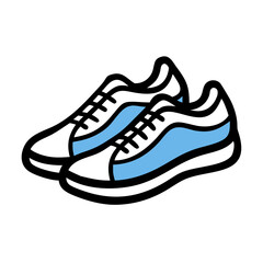 Trendy trainers icon with blue accents, sporty fashion concept