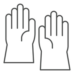 Protective gloves pair thin line icon, labor protection, work safety concept. Vector graphics. Workwear clothes sign on white background, outline style icon for mobile or web design.