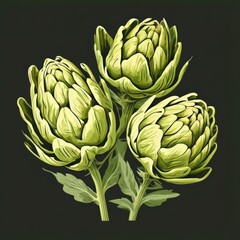 Fototapeta premium an AI Image Generator, Detailed Illustration of Three Artichokes