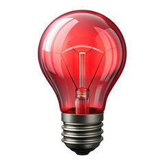 Fototapeta premium A vibrant red light bulb with a classic shape, showcasing intricate filament details inside. illustration of 3d rendering