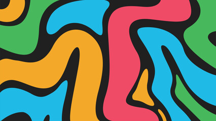 Wavy bold curved lines and squiggles ornament. brush strokes vector seamless pattern. colorful wallpaper.	