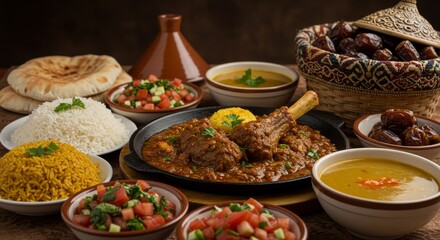 Obraz premium Close up on appetizing ramadan meal 
