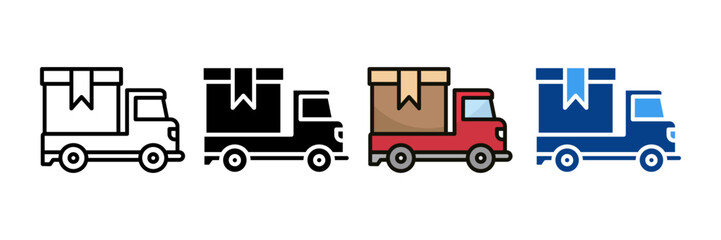 Shipping Truck  Icon Set Multiple Style Collection