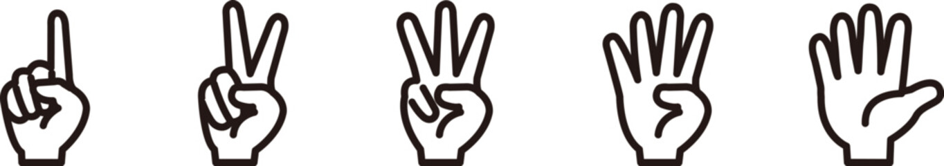 ハンドサイン　12345のセット