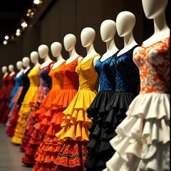 Spanish Flamenco Dresses Line Up.