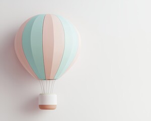 Colorful Hot Air Balloon Against a Minimalist Background