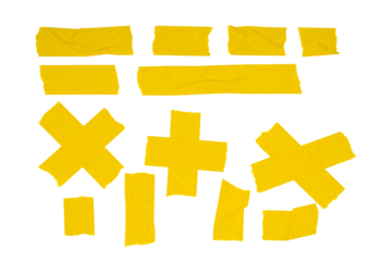 A set of yellow tape elements
