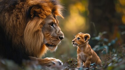 A majestic lion gazes intently with piercing eyes, mane softly glowing in the light, as it tilts its noble head, evoking strength and grace in this intimate close-up