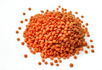 Red lentils isolated on white background