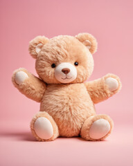 Fototapeta premium cute fluffy bear doll stretches its body under the warm sun, creating a cozy and inviting atmosphere.