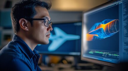 Aerospace Engineer Analyzing Hypersonic Flow Simulation Data