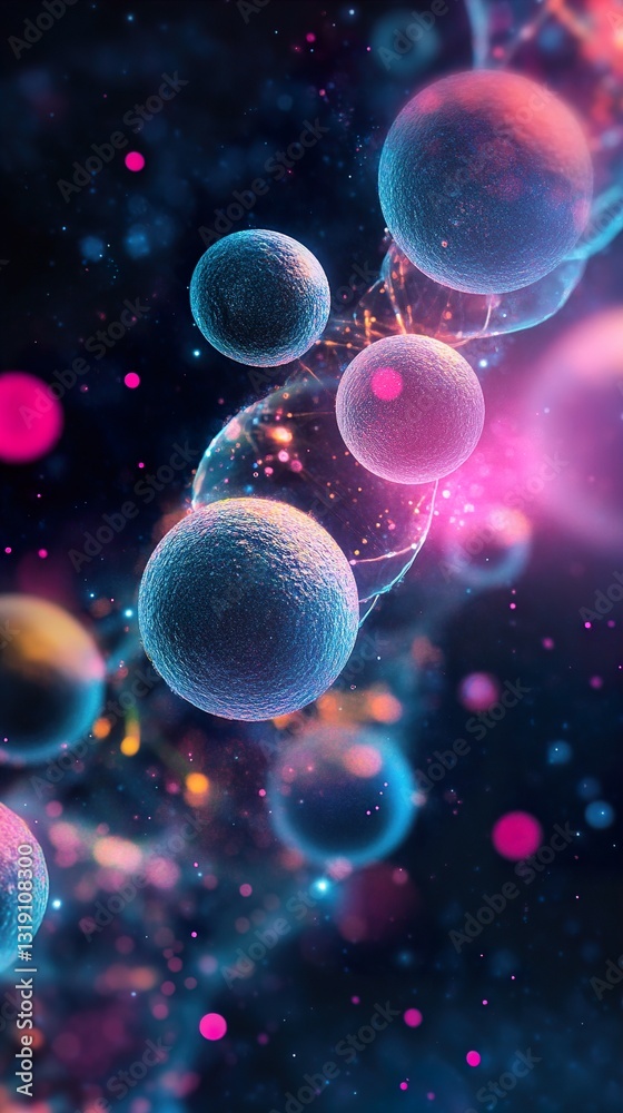Sticker microscopic cellular structures: a glowing exploration of life's building blocks