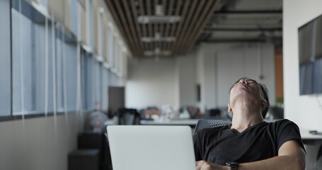 Asian businessman burn out on failed job in office. Elderly office worker expresses emotions Failed to work No success. Financial Communication Business problem. Working too hard overtime